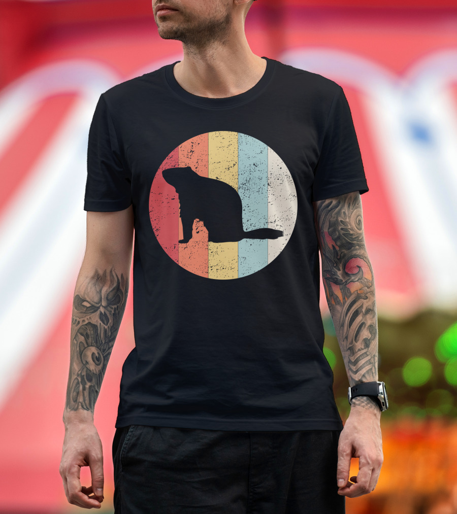 Happy Groundhog Day Classic Groundhog Retro Silhouette Circle T-Shirt