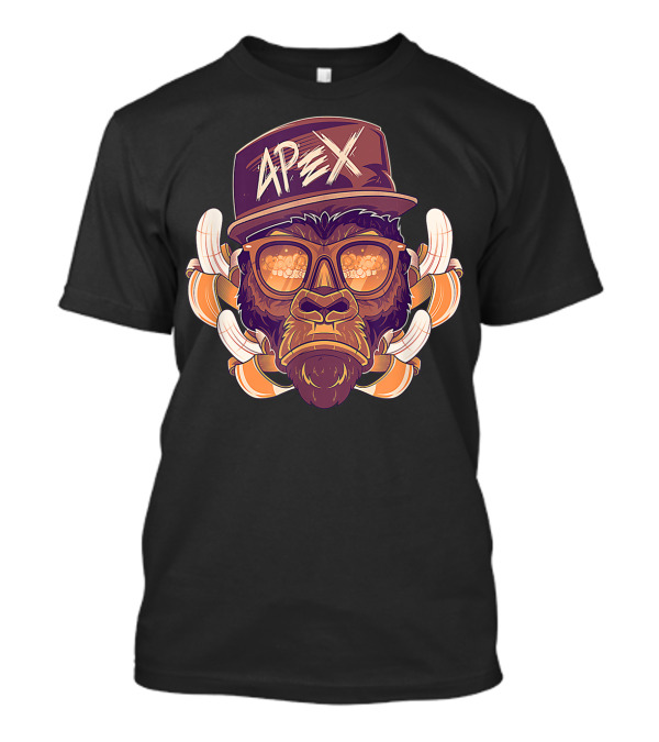 Apex Champ Predator Rank Gorilla Face With Glasses And Cap T-Shirt