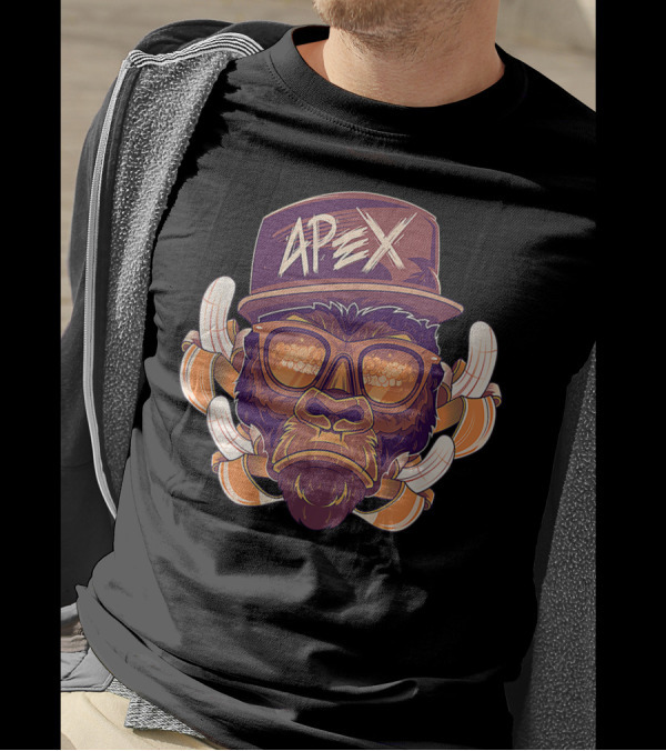 Apex Champ Predator Rank Gorilla Face With Glasses And Cap T-Shirt