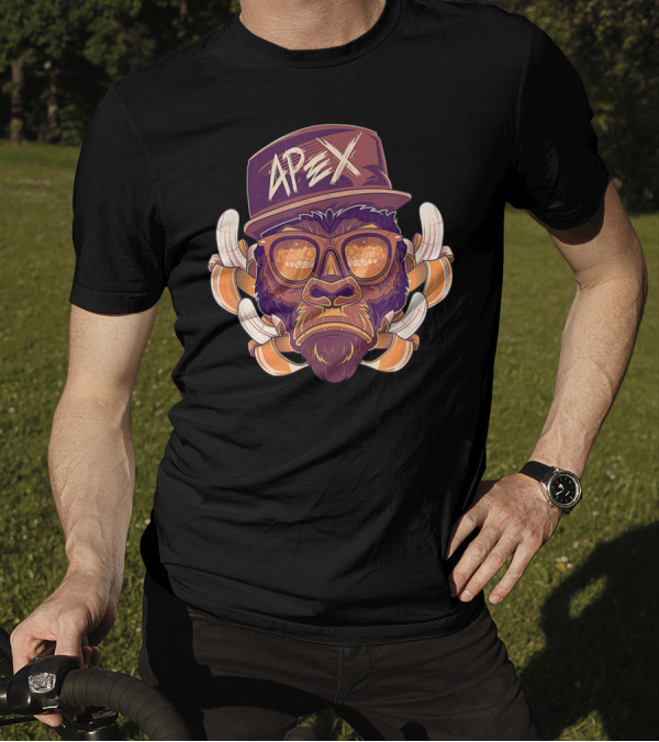 Apex Champ Predator Rank Gorilla Face With Glasses And Cap T-Shirt