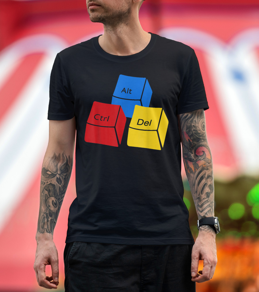 Ctrl Alt Del Funny Computer Coding Keyboard Cube Blocks T-Shirt