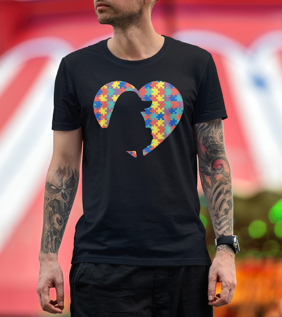 Lovable Poodle Heart Autism Puzzle T-Shirt