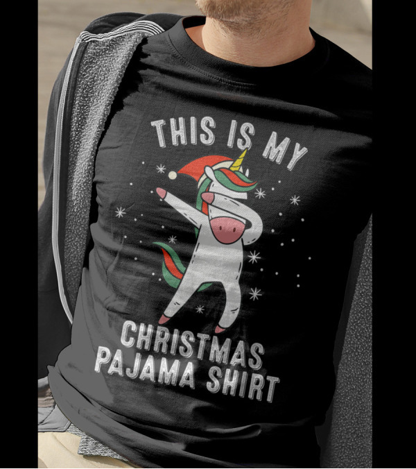 This Is My Christmas Pajama Shirt Dabbing Unicorn T-Shirt