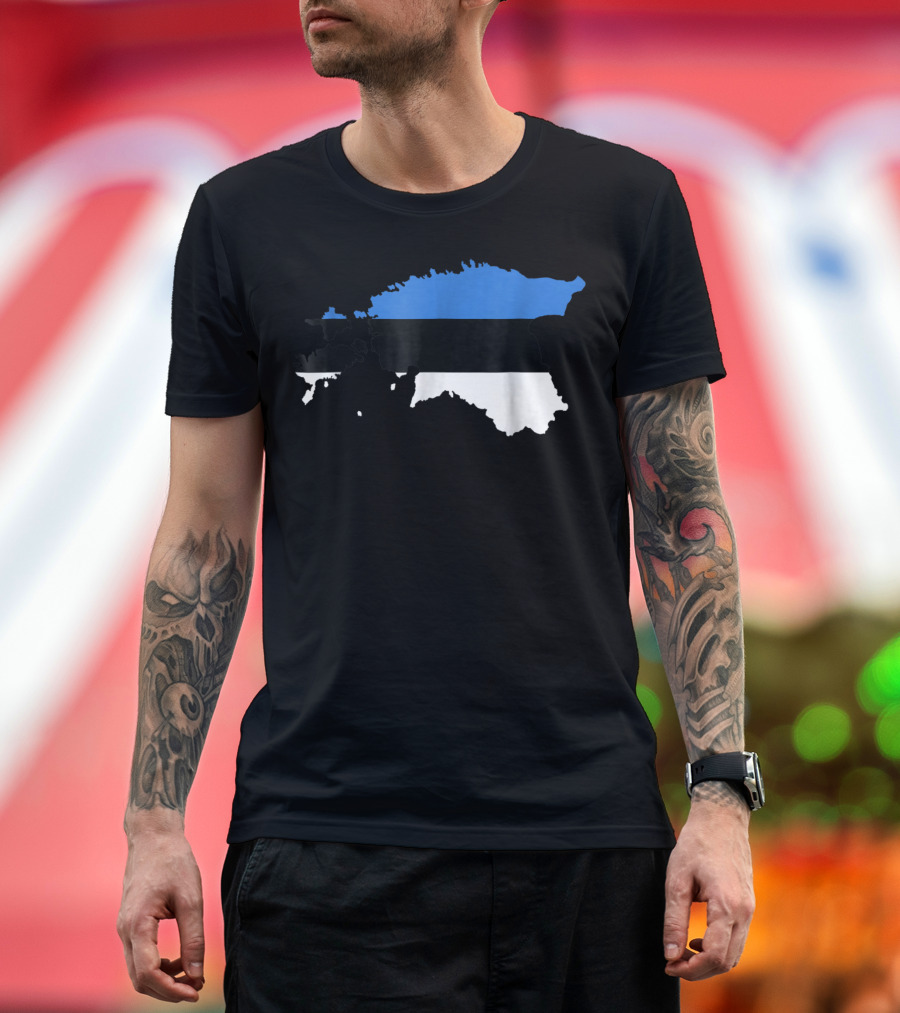 Estonia Map with Flag Colors T-Shirt