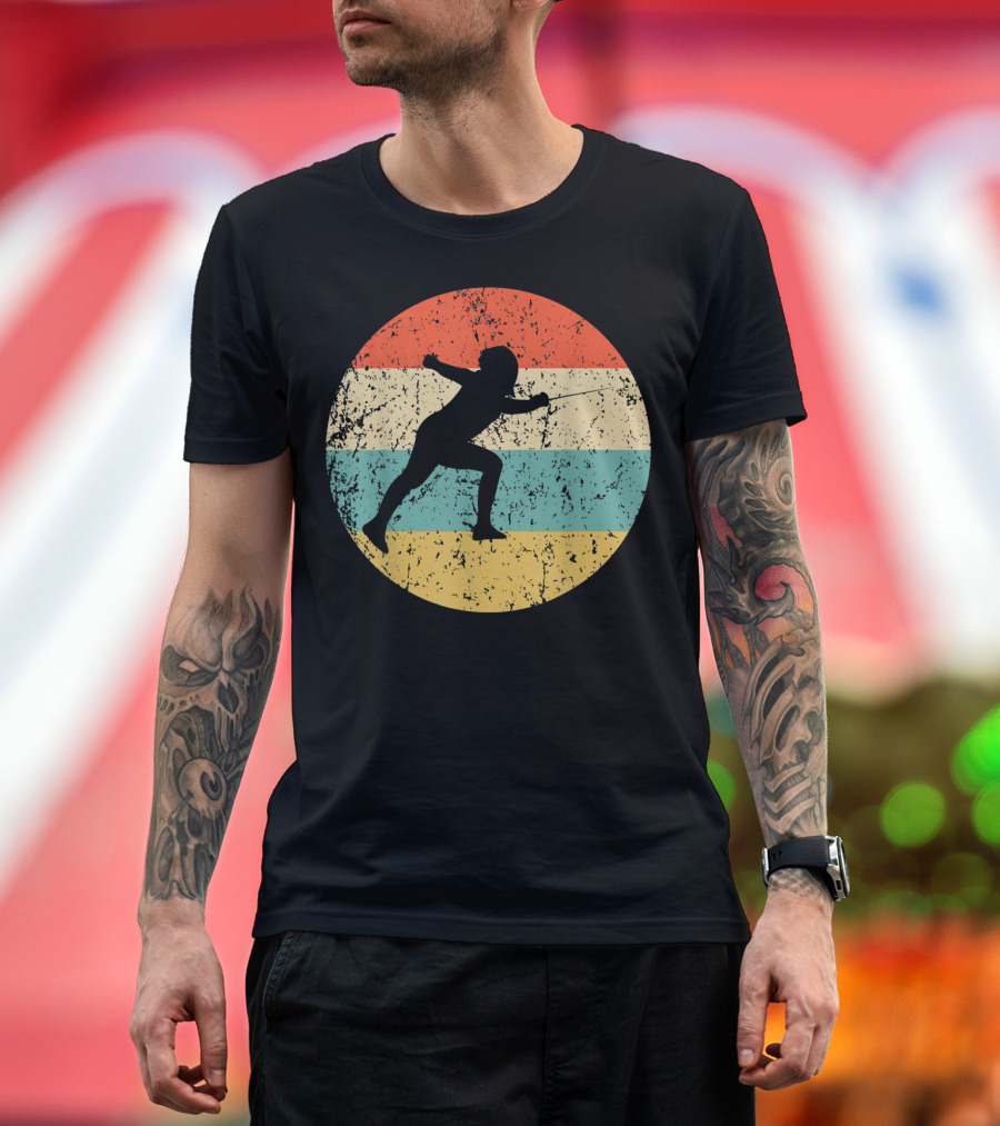 Vintage Fencer Retro Fencing Stripes T-Shirt