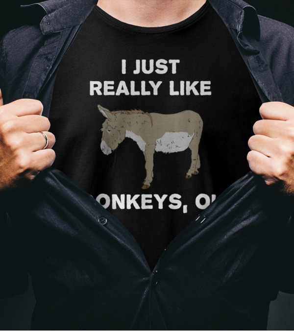 I Just Really Like Donkeys Ok Funny Donkey Image With Standing Donkey T-Shirt