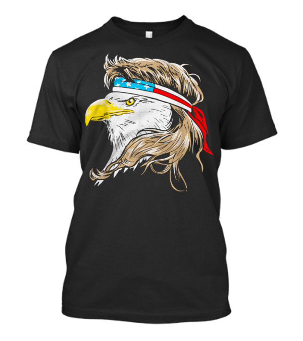 MERICA Bald Eagle Mullet USA Flag Bandana 4th Of July T-Shirt