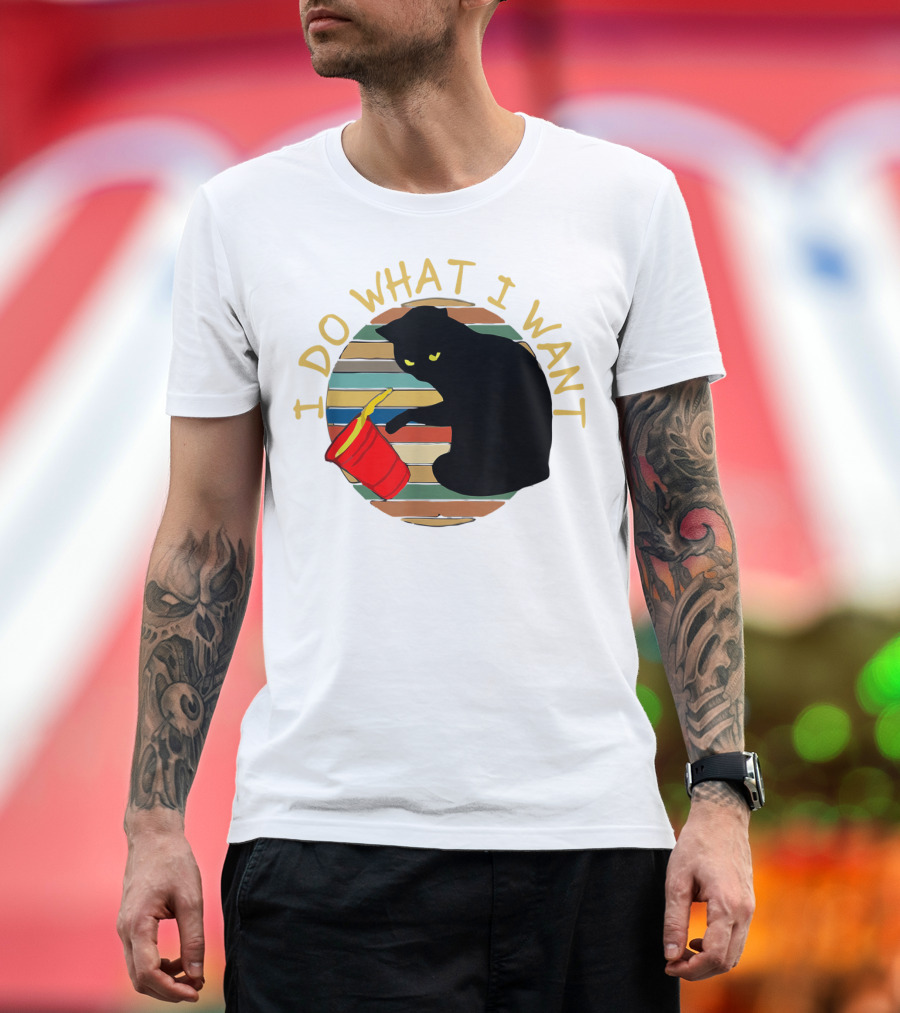 I Do What I Want Cat Vintage Sunset T-Shirt