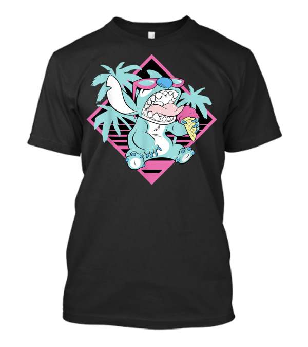 Disney Lilo Stitch Ice Cream 90s Beach Palm Trees Sunglasses T-Shirt