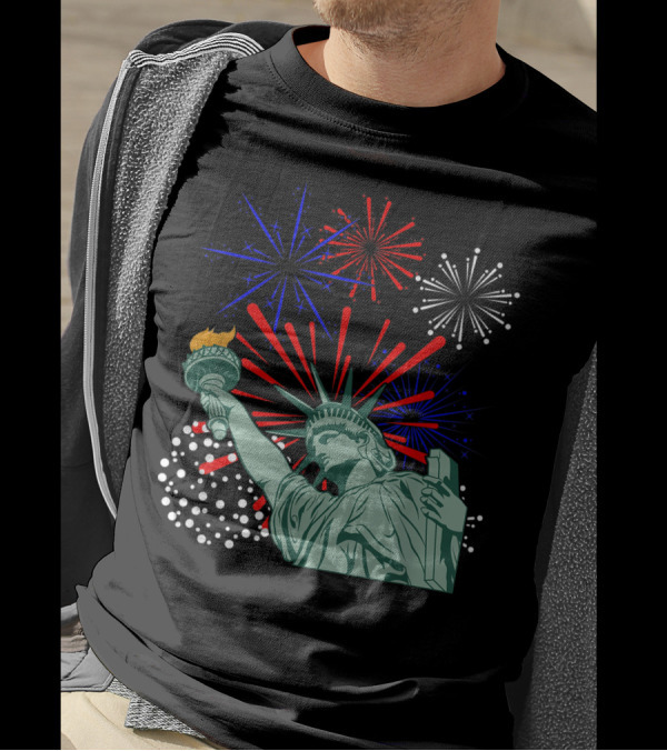 July 4th Funny Statue Of Liberty With Fireworks T-Shirt