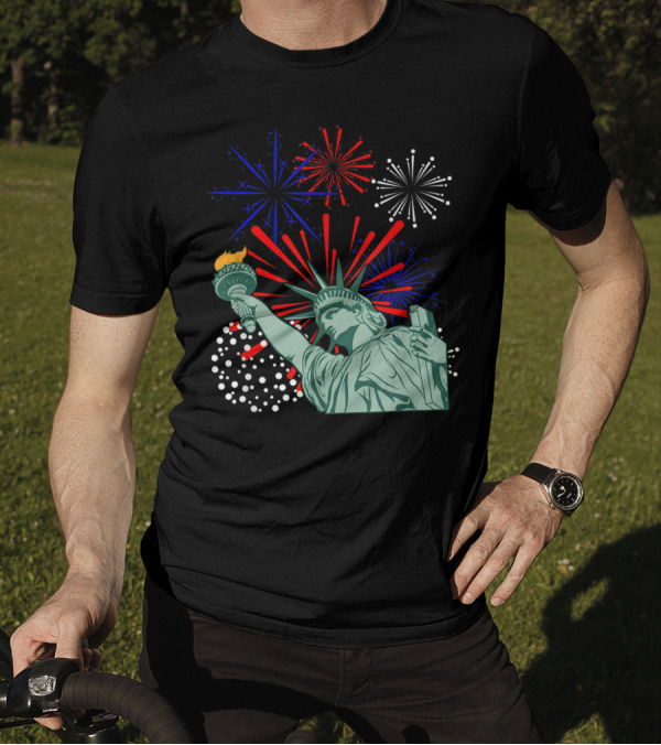 July 4th Funny Statue Of Liberty With Fireworks T-Shirt
