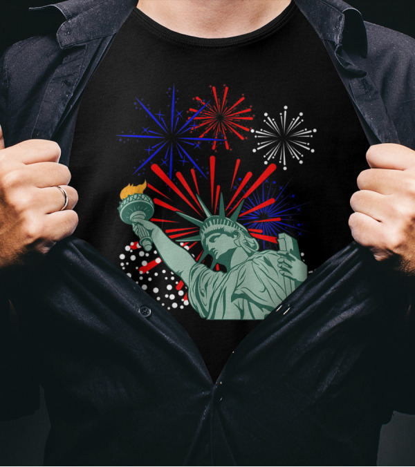 July 4th Funny Statue Of Liberty With Fireworks T-Shirt