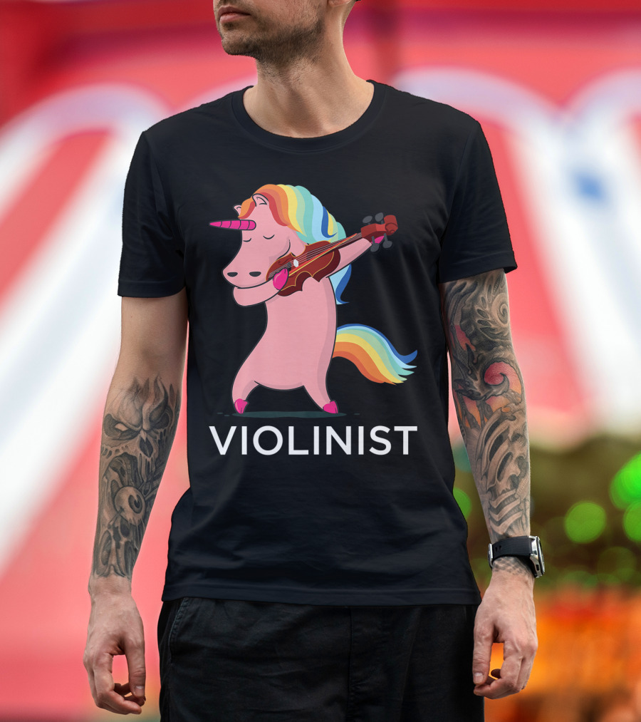 Funny Unicorn Violinist Playing Music T-Shirt