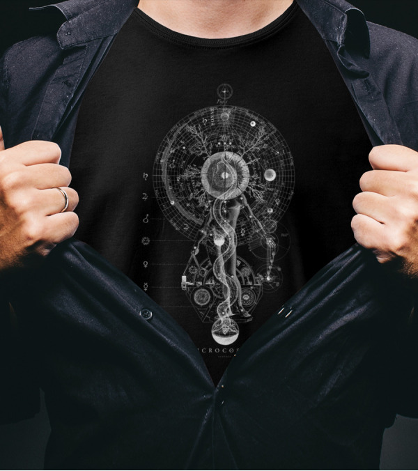 MICROCOSMOS GODHEAD Zodiac Sacred Geometry Cosmic Symbology T-Shirt
