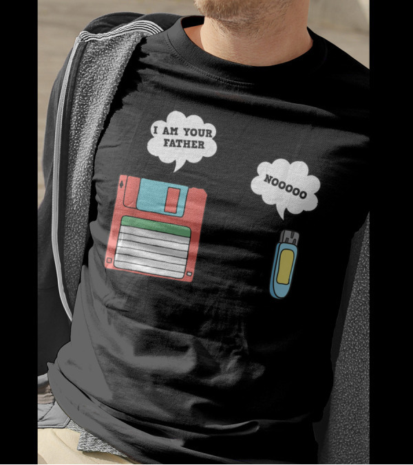 Nerdy Father Floppy Disk I Am Your Father Flash Drive Noooo Computer Geek T-Shirt