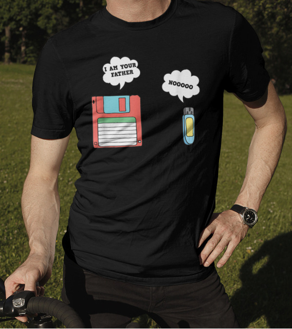 Nerdy Father Floppy Disk I Am Your Father Flash Drive Noooo Computer Geek T-Shirt