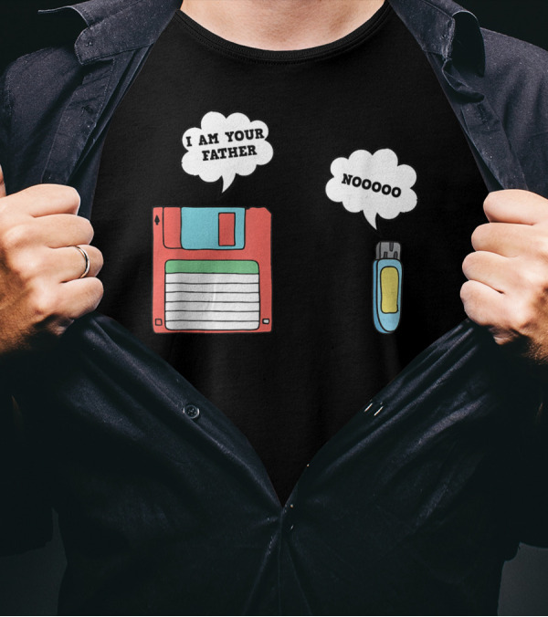 Nerdy Father Floppy Disk I Am Your Father Flash Drive Noooo Computer Geek T-Shirt