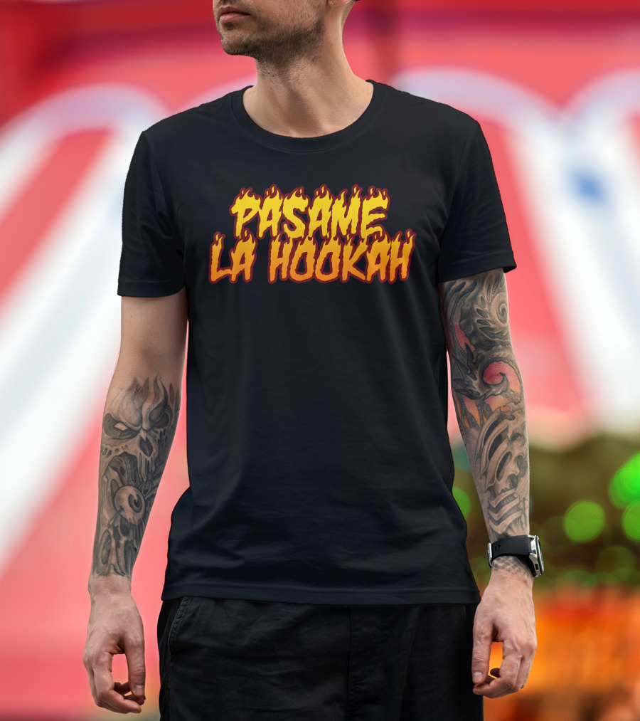 Pasame La Hookah La Romana Dembow Trap Bunny Flame Text T-Shirt