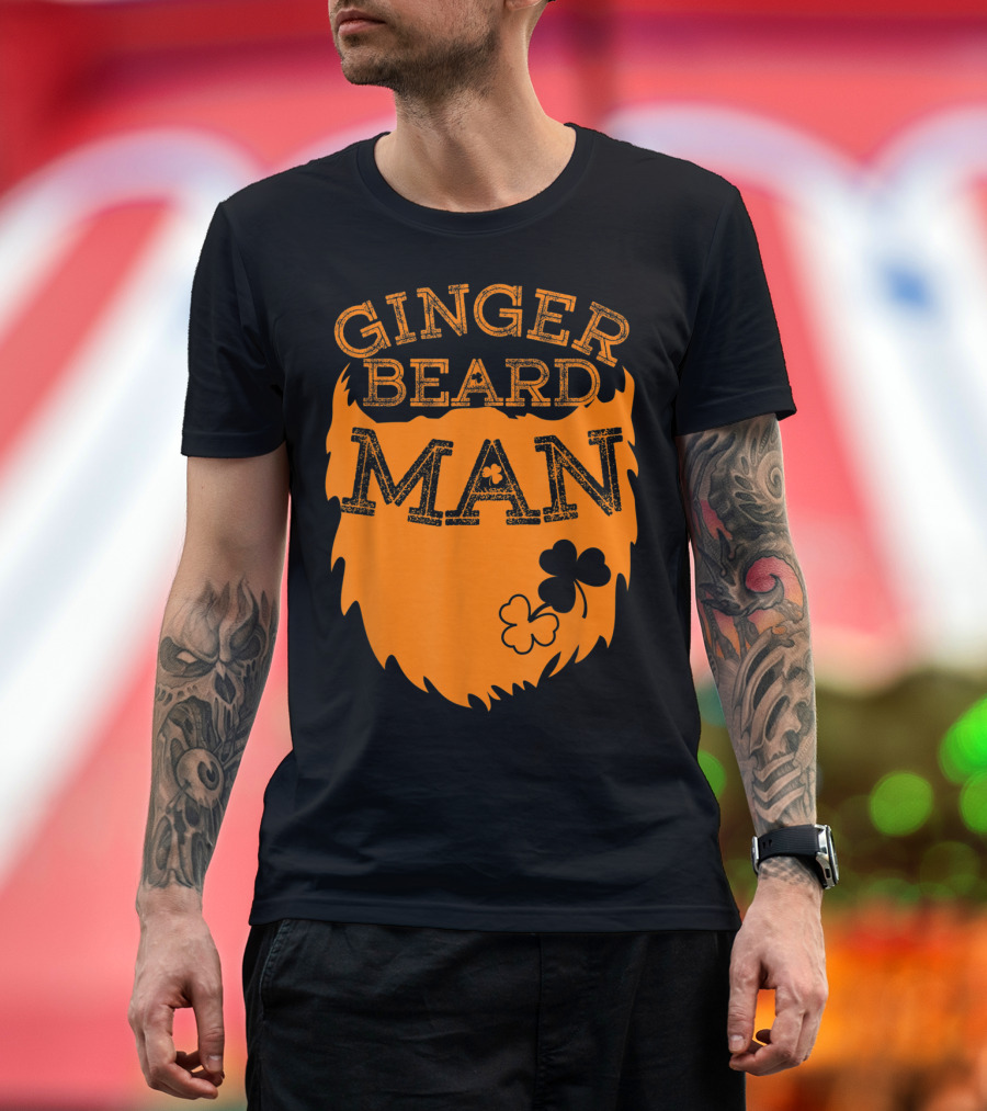 Ginger Beard Man Orange Clover St. Patrick's Day T-Shirt