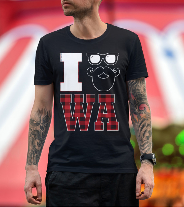 Premium T-Shirt: I Love Heart Glasses Beard WA Washington State Hipster Beard T-Shirt I Love Heart Glasses Beard WA Washington State Hipster Beard T-Shirt