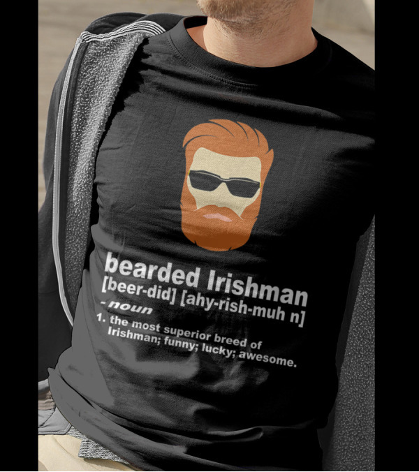 Bearded Irishman Definition With Copper Red Beard And Sunglasses T-Shirt