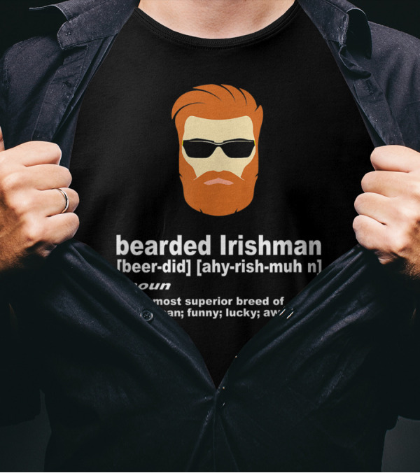 Bearded Irishman Definition With Copper Red Beard And Sunglasses T-Shirt