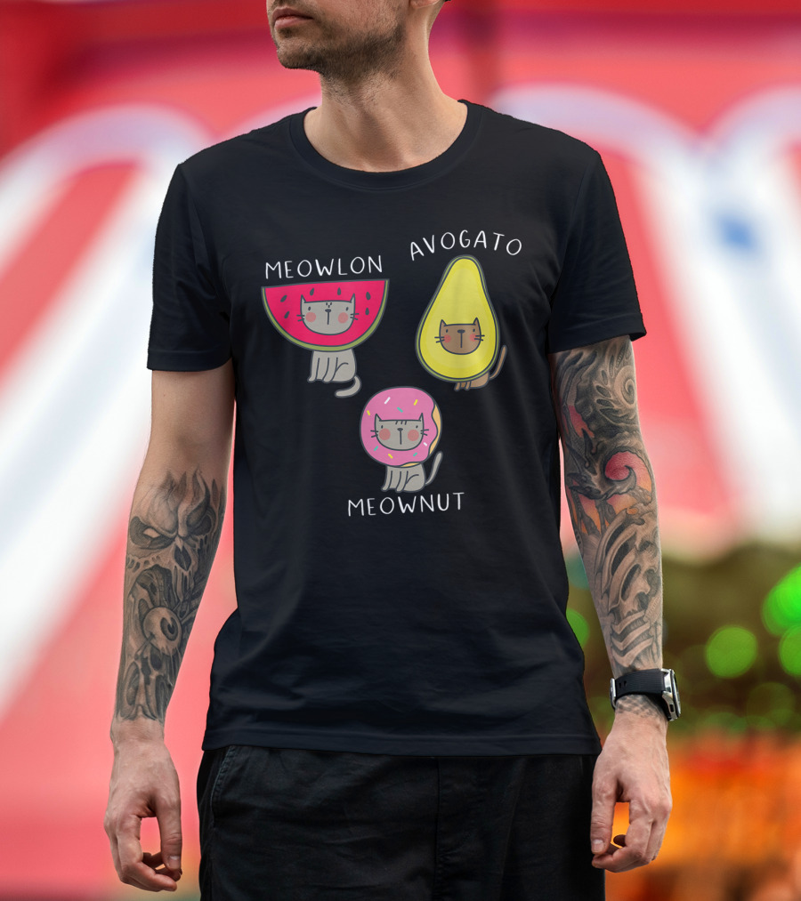 Meowlon Avogato Meownut Cat Melon Avocado Donuts Food T-Shirt