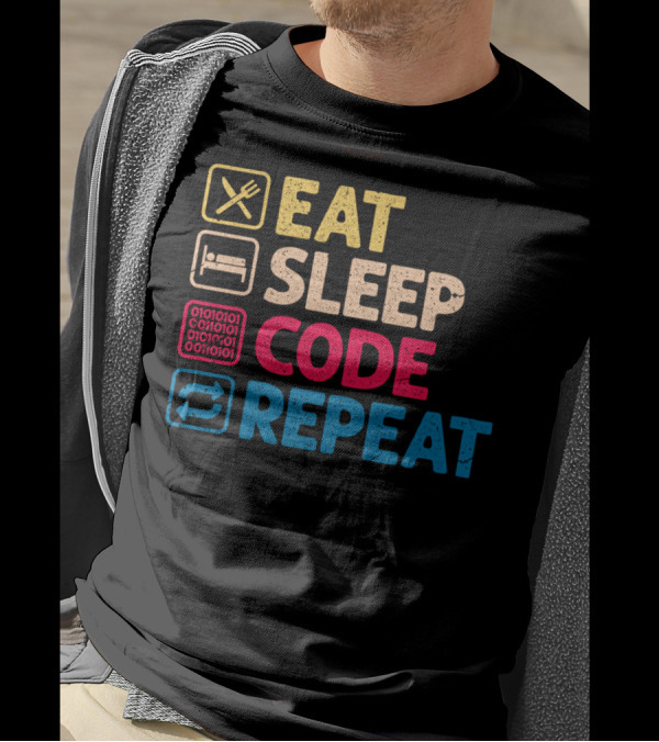 Eat Sleep Code Binary Programmer Repeat Funny T-Shirt