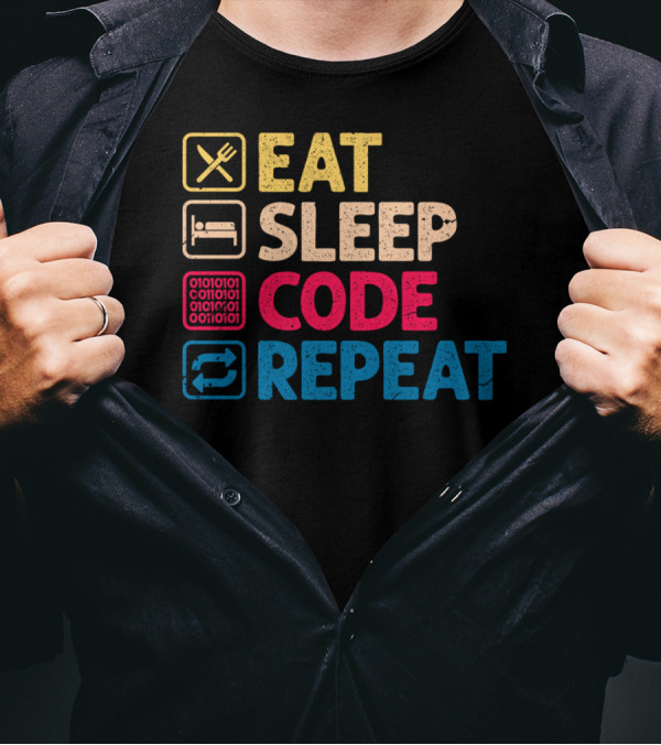 Eat Sleep Code Binary Programmer Repeat Funny T-Shirt