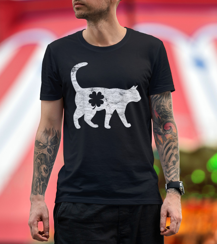 Funny Cat Irish Shamrock St Patrick's Day Costume T-Shirt