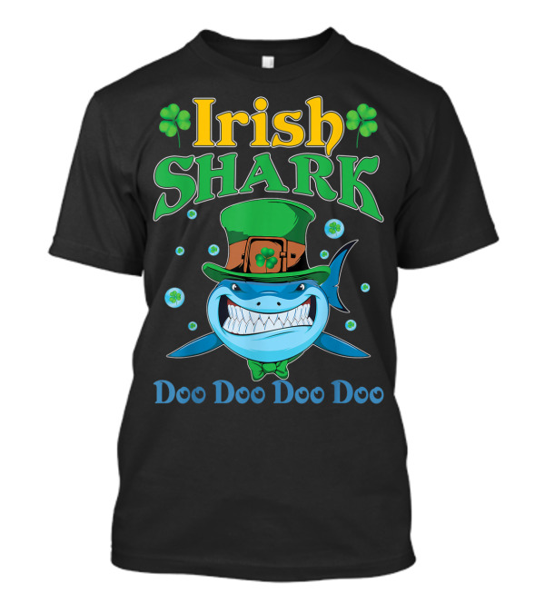 Irish Shark Doo Doo Doo Leprechaun Hat Shamrock T-Shirt
