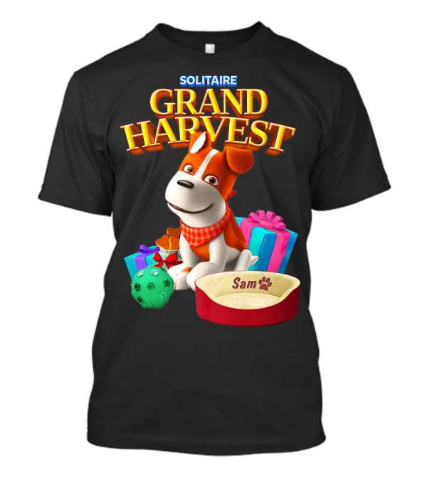 Solitaire Grand Harvest Sam The Dog With Gifts And Bed T-Shirt