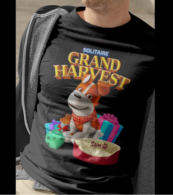 Solitaire Grand Harvest Sam The Dog With Gifts And Bed T-Shirt