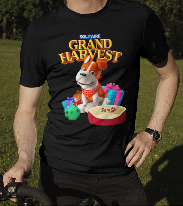 Solitaire Grand Harvest Sam The Dog With Gifts And Bed T-Shirt