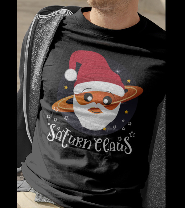 Saturn Claus Santa Hat Space Science Planet Stars T-Shirt