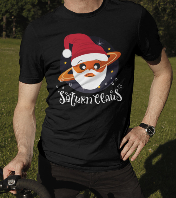 Saturn Claus Santa Hat Space Science Planet Stars T-Shirt