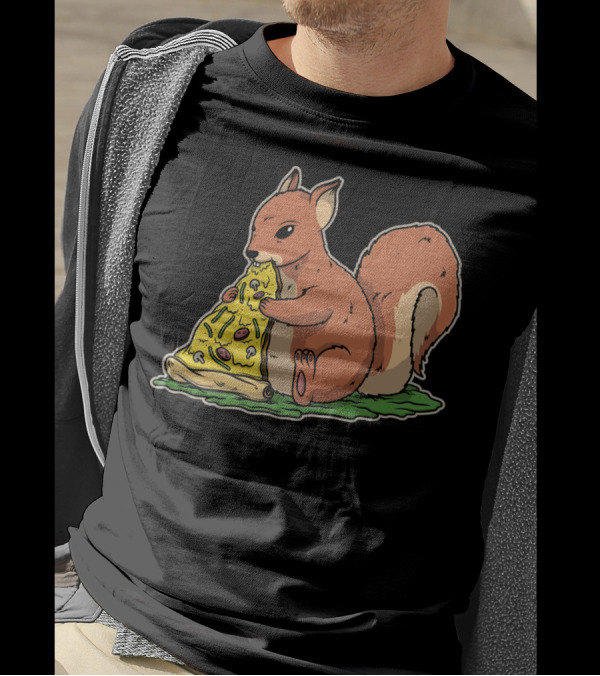 Squirrel Devouring Gooey Garbage Pizza Slice T-Shirt