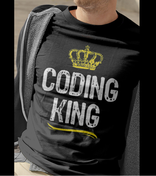 Coding King Coder Funny Cool Yellow Crown T-Shirt