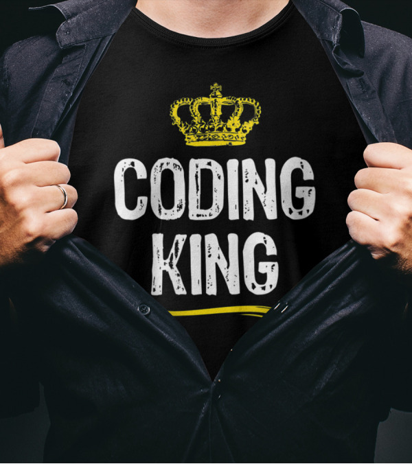 Coding King Coder Funny Cool Yellow Crown T-Shirt