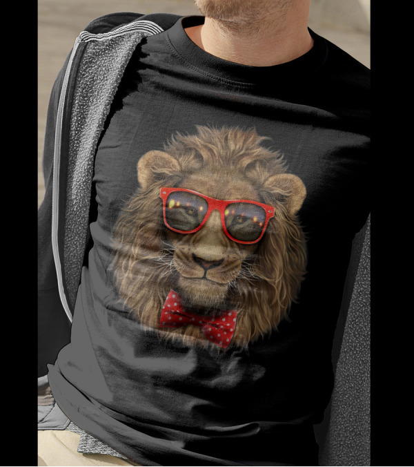 Alpha Lion With Red Sunglasses And Bow Tie T-Shirt