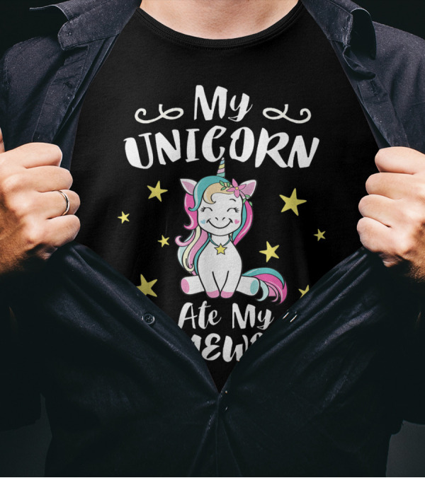 My Unicorn Ate My Homework Back To School Stars Colorful Cute T-Shirt