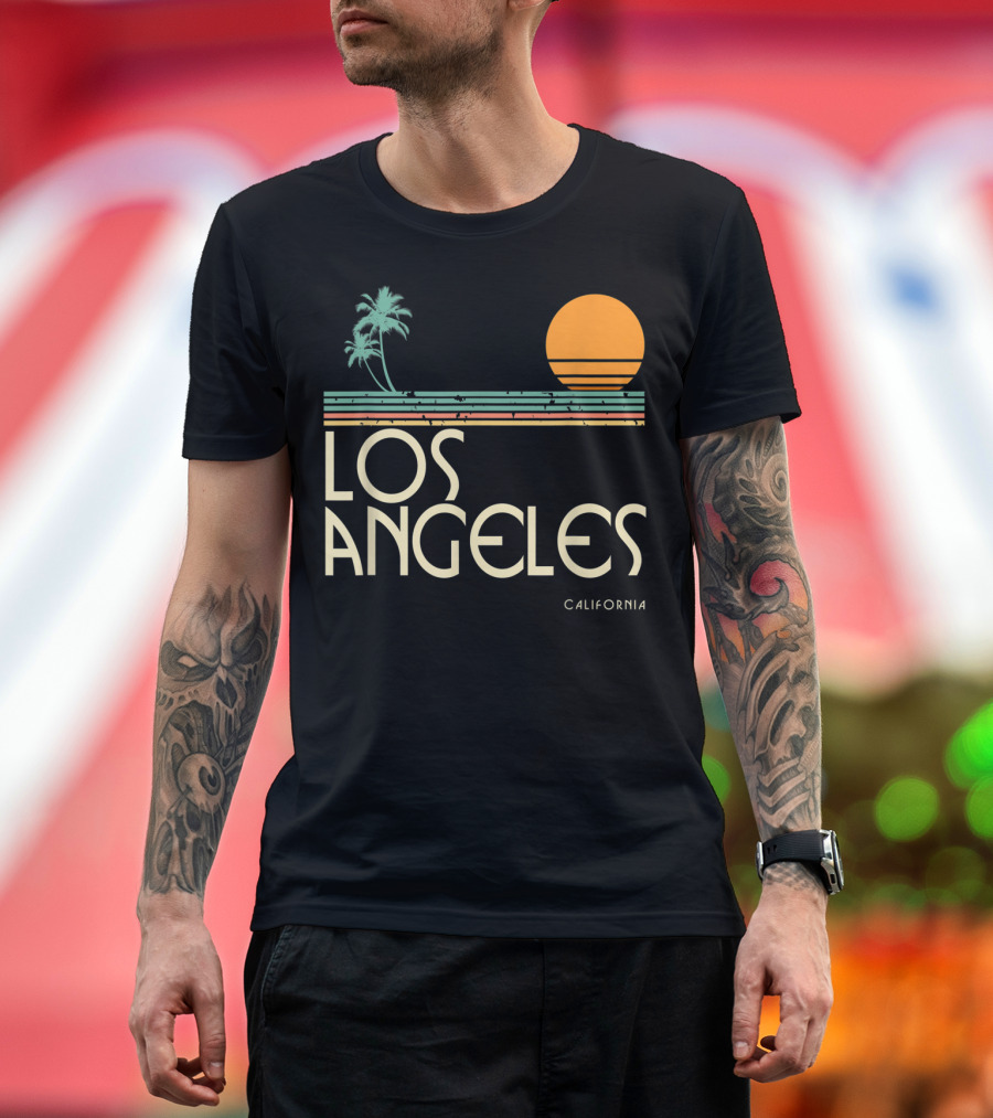 Los Angeles California Sunset Palms Vintage T-Shirt