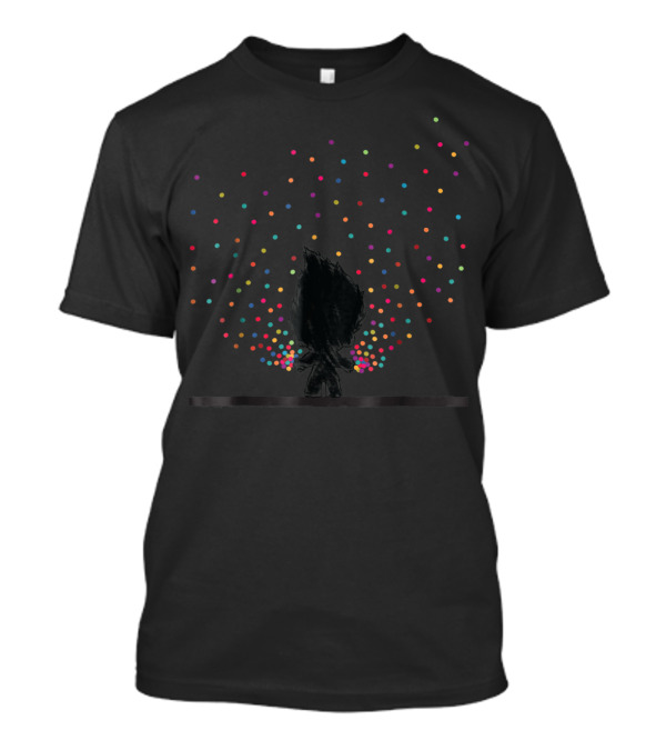 Troll Outline In Colorful Polka Dot T-Shirt