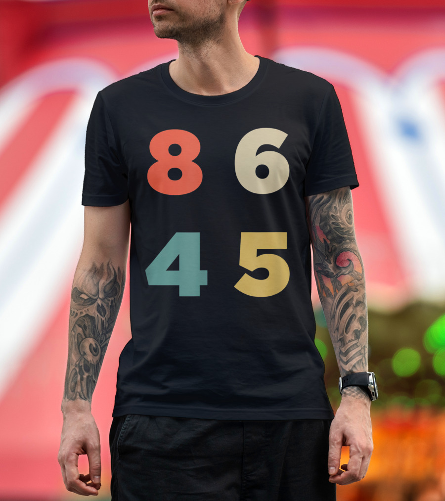 Classic Vintage Style 86 45 Impeach Colorful Numbers T-Shirt