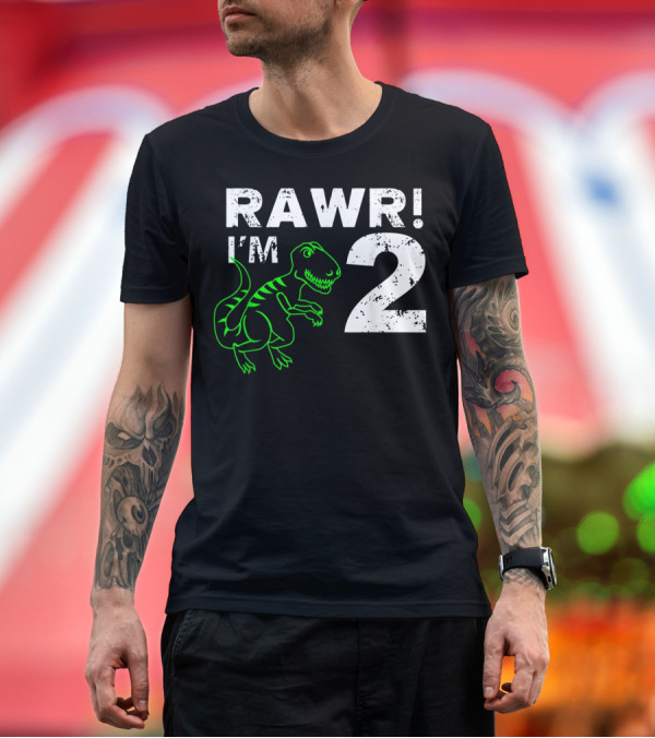 Premium T-Shirt: RAWR I'm 2 Dinosaur 2nd Birthday T-Shirt RAWR I'm 2 Dinosaur 2nd Birthday T-Shirt