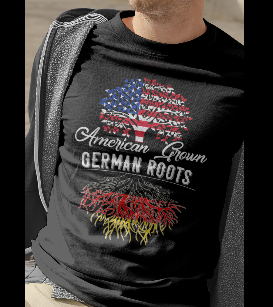 American Grown German Roots Tree With USA Flag And Germany Roots T-Shirt