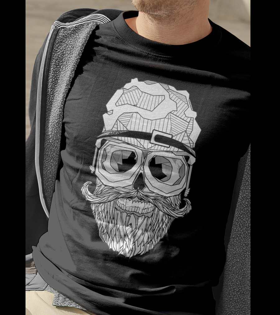 Arson Aesthetic Memoriae Skull Beard Geometric Glasses T-Shirt