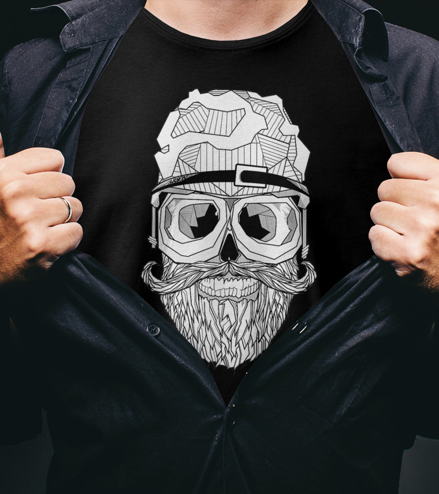 Arson Aesthetic Memoriae Skull Beard Geometric Glasses T-Shirt