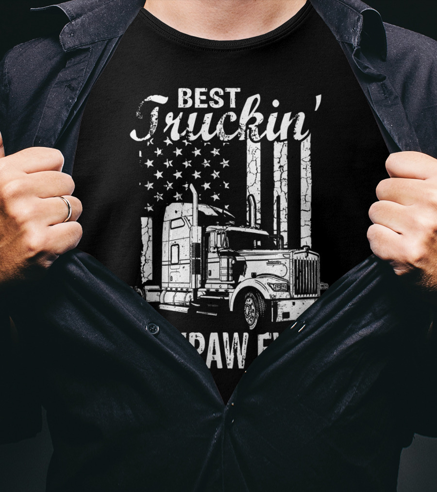 Best Truckin' Pawpaw Ever American Flag Truck T-Shirt