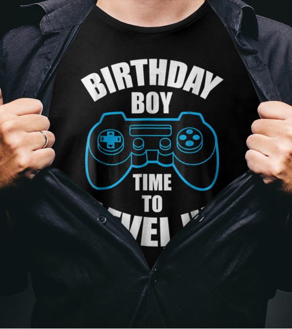Birthday Boy Time To Level Up Gamer Theme Bday Loading T-Shirt
